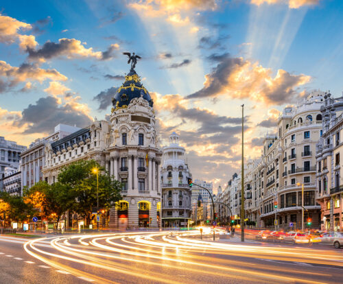 Gran Vía Street in Madrid, Spain